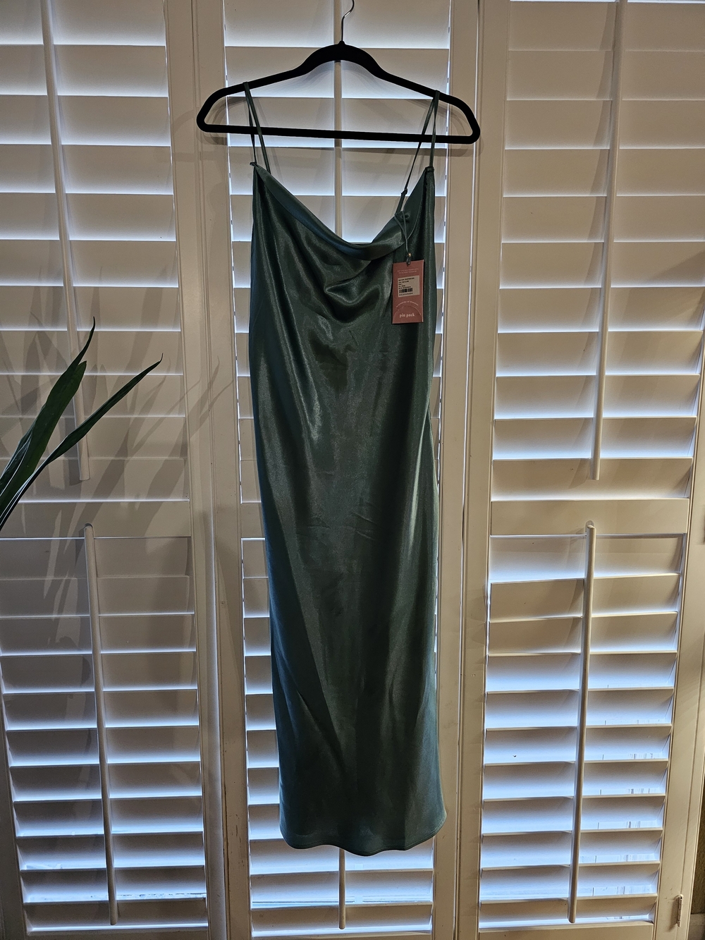 NWT Birdy Grey Lisa Satin Midi Dress, Sea Glass, Size L